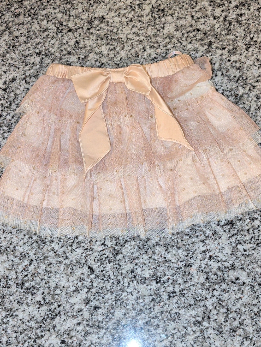Girls' Blush Pink Tulle Bow Skirt